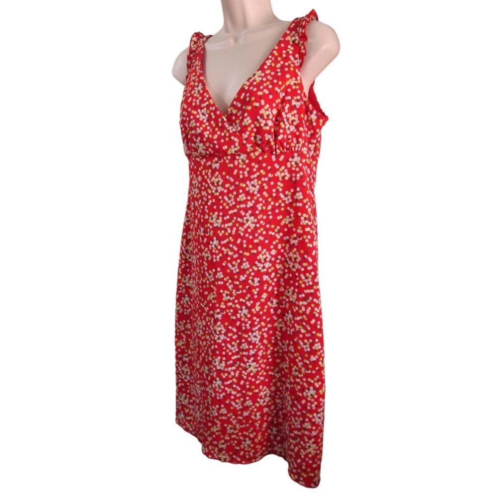 The Limited Sleeveless Red Multi Color Dot Polyester Crepe Summer Dress S GUC